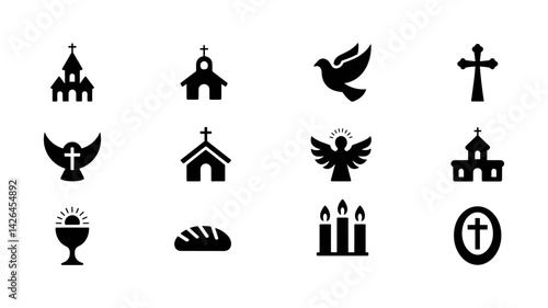 Sacred Symbols: An array of iconic illustrations of spiritual entities, capturing the essence of reverence, faith, and historical significance.
