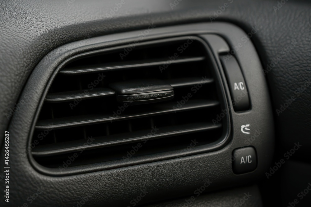 Close-Up of Car Air Conditioning Vent and Controls in Modern Vehicle Close-Up of Car Air Conditioning Vent and Controls in Modern Vehicle