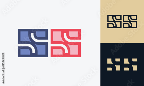 Funky colorful SS monogram logo design