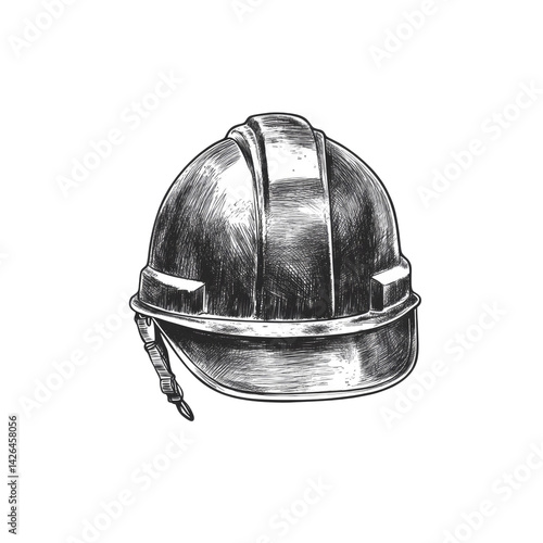 Hand-Drawn Sketch of a Hard Hat Safety, Construction, and Industry Symbol