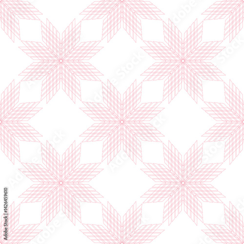 Pink pastel geometric flower pattern for fabric and background, seamless pattern.