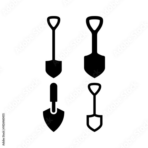 Set of Garden Shovel icon isolated on white background.