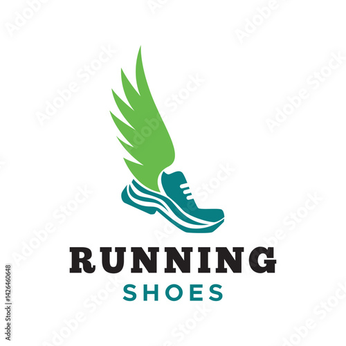 Running Shoes Or Sneakers logo isolated on white background.