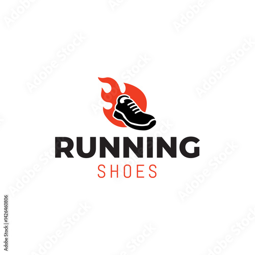 Running Shoes Or Sneakers logo isolated on white background.