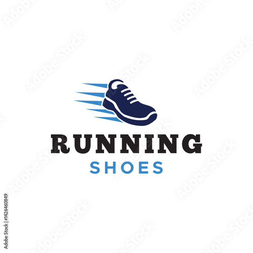 Running Shoes Or Sneakers logo isolated on white background.
