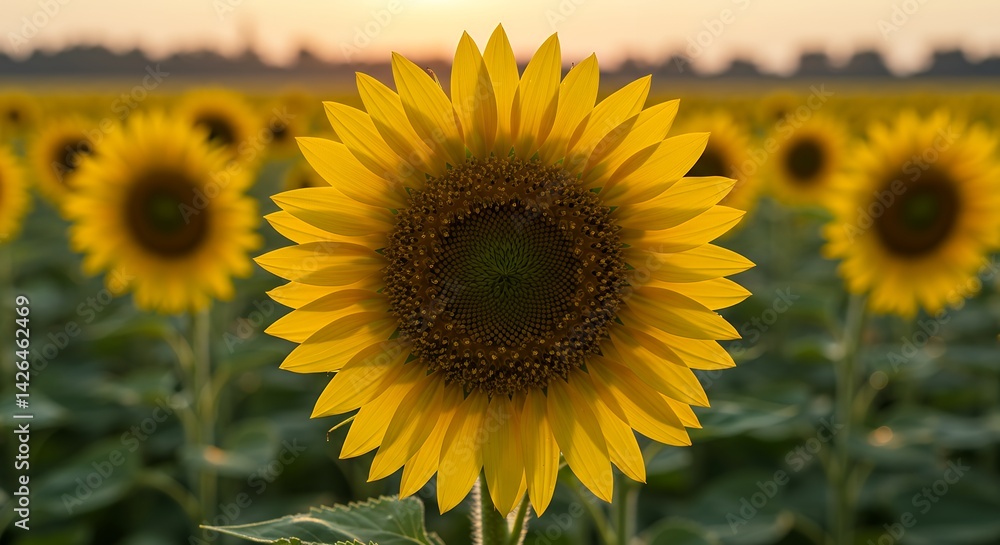 Obraz premium Sunflower Field at Sunset