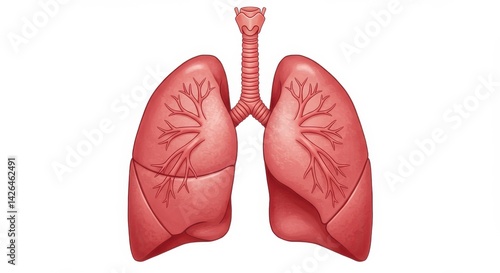 Pair of human lungs is illustrated against a white background