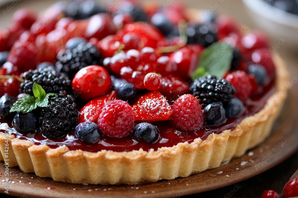 Fruit tart with glazed berries. Fruit tart with glazed berries.