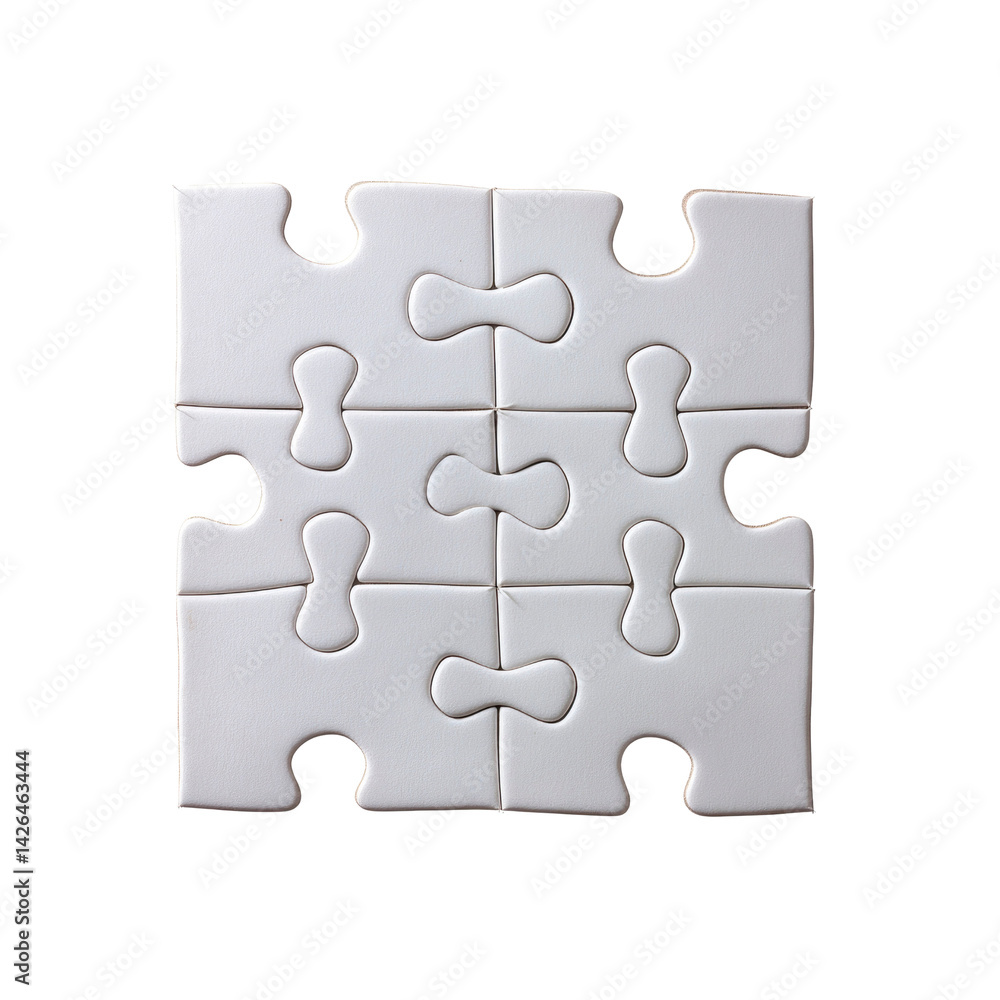 Interlocking White Jigsaw Puzzle Pieces Representing Teamwork and Collaboration Interlocking White Jigsaw Puzzle Pieces Representing Teamwork and Collaboration
