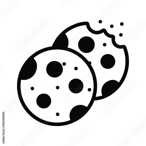 A well crafted glyph style icon of chocolate chip cookies