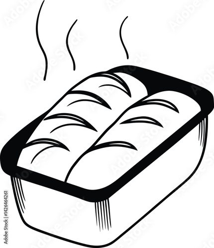  fresh baked bread in bread pan vector