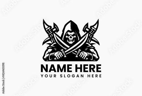 Bold Black Raider Graphic. Edgy Warrior Design