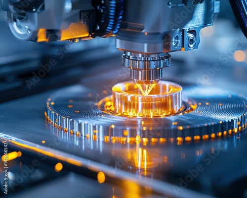 Precision laser machining high tech industrial process close up