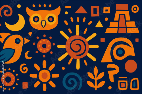 Hispanic american heritage month. Vector banner, poster, card for social media. National hispanic american heritage month. Background with a latin pattern