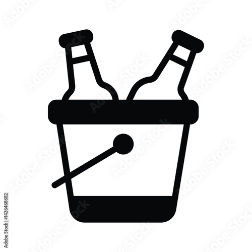 Easy to edit glyph style icon showing wine bucket