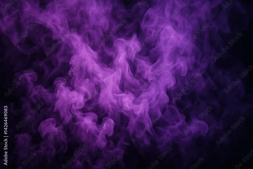 Obraz premium Purple Smoke Swirls in Dark Background for Abstract Art Design