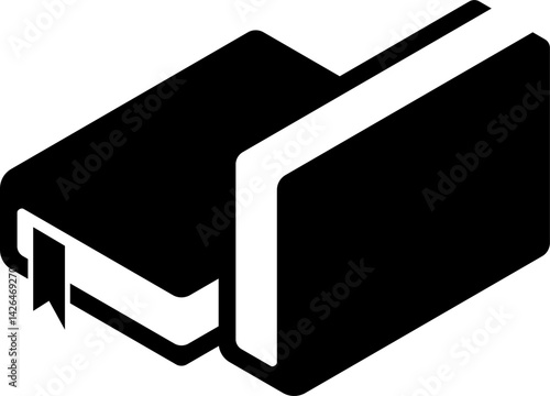 Flat solid black book in vector format. Ideal for apps, websites, educational platforms, library logos, reading interfaces, and minimalist design projects.