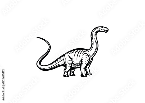 Silhouette of brachiosaurus isolated on a white background
