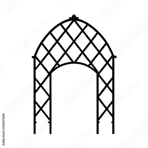 Elegant garden arbor silhouette with lattice design ideal for landscaping projects and wedding decor