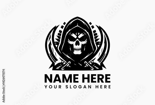 Detailed Black Raider Silhouette. Classic Gaming Motif