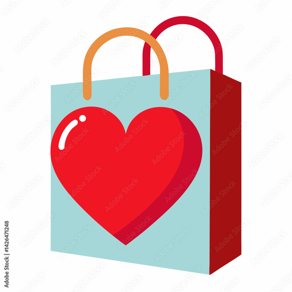 Download a stylish heart in shopping bag vector design Download a stylish heart in shopping bag vector design