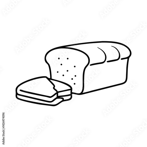 Sliced Bread Illustration in Black and White  