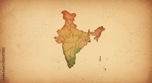 India Map on Vintage Paper