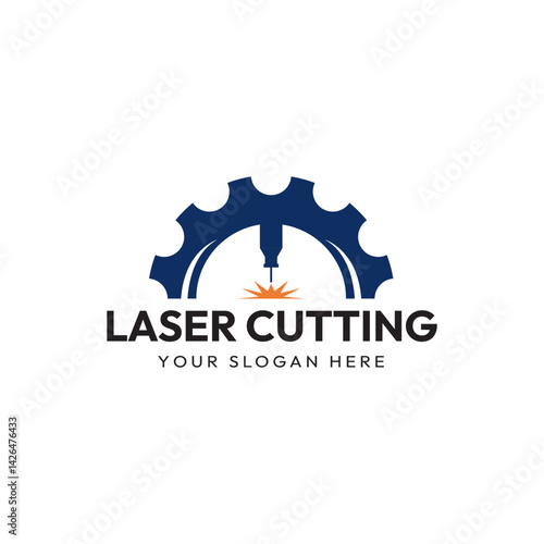 Laser Cutting Machine Logo Design Icon Vector Illustration, CNC Laser Machine Head logo, Laser Engraving Machine.