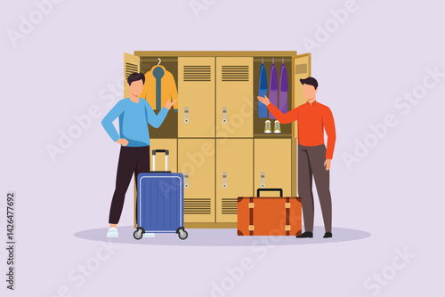 Travel Locker Concept. Colored flat vector illustration isolated
