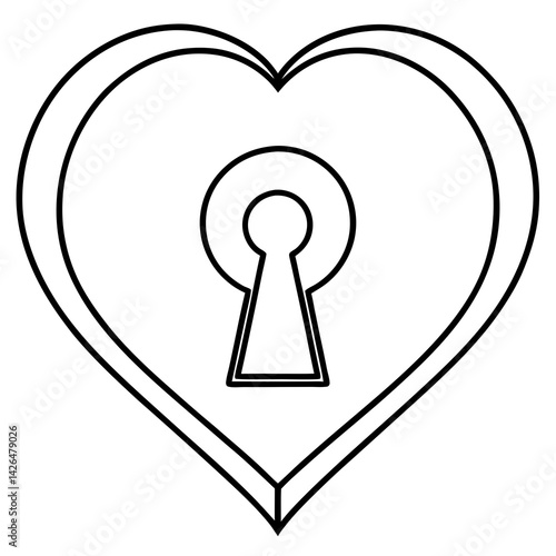 Heart Unveiled Keyhole Line Art Masterpiece
