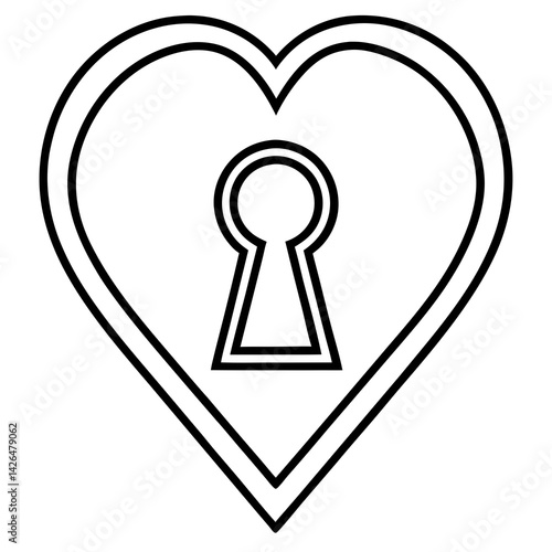 Heart Unveiled Keyhole Line Art Masterpiece