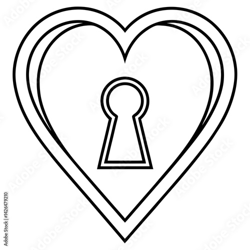 Heart Unveiled Keyhole Line Art Masterpiece