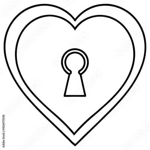 Heart Unveiled Keyhole Line Art Masterpiece