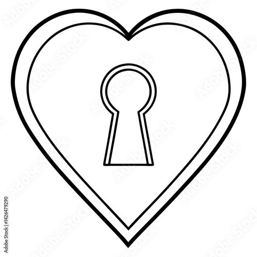 Heart Unveiled Keyhole Line Art Masterpiece