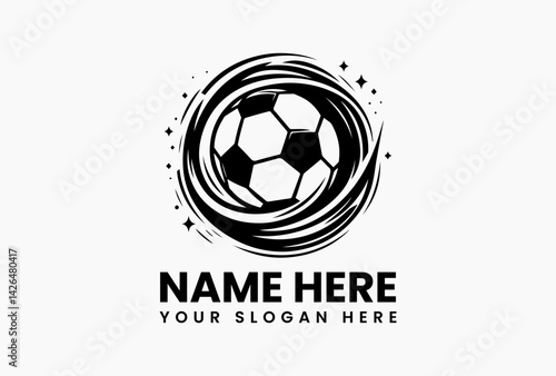 Distressed soccer ball vector icon with grunge texture, edgy football emblem for streetwear and urban brands