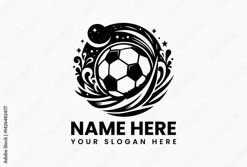 Minimalist soccer ball outline with geometric seams, modern football icon for apps and digital platforms Minimalist soccer ball outline with geometric seams, modern football icon for apps and digital platforms
