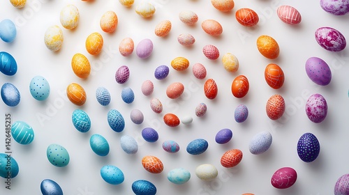 colorful easter eggs on white background