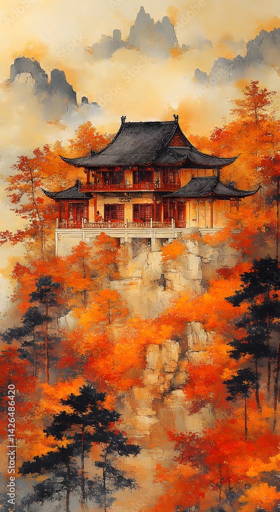 Obraz premium japanese temple in sunset