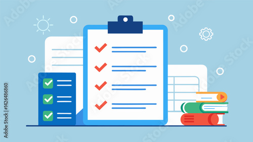 A presentation slide featuring a checklist of documents and steps needed to apply for loan forgiveness programs.. Vector illustration