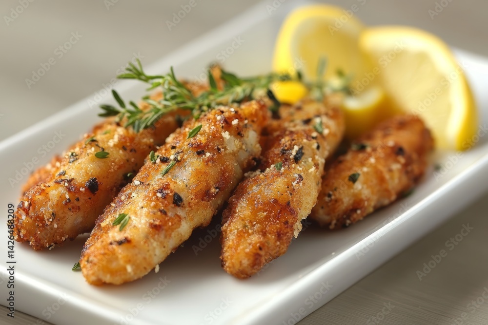 Fried calamari with lemon wedges. Fried calamari with lemon wedges.