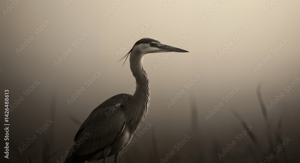 Fototapeta premium Great Blue Heron in Sepia Tones