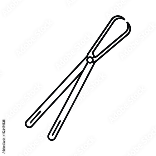 Black outline forceps medical instrument line art vector illustration tool design