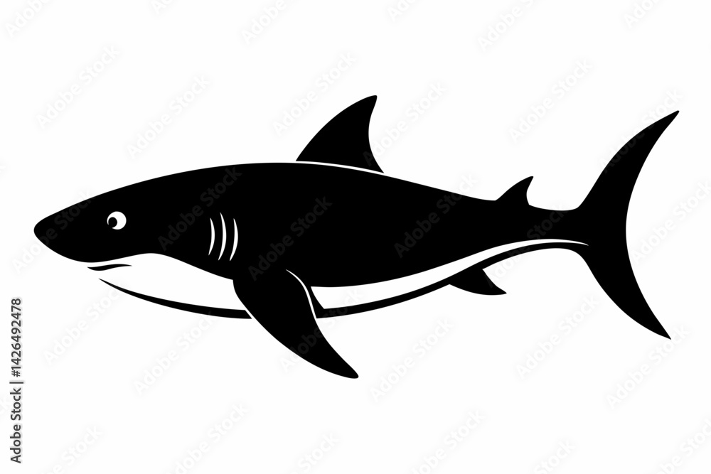 Obraz premium shark sihouette black vector