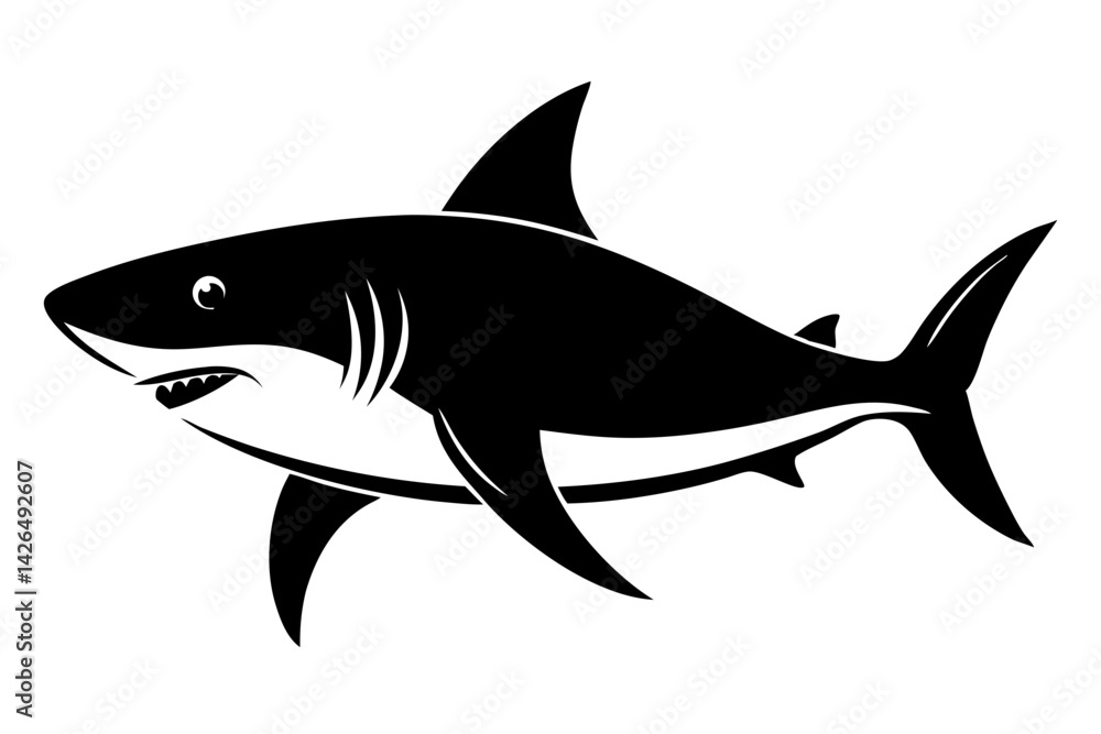 Obraz premium shark sihouette black vector