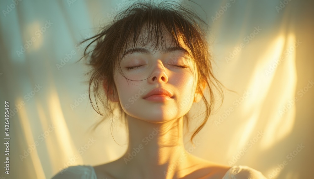 Calming meditation session indoor setting portrait photography soft lighting close-up inner peace exploration Calming meditation session indoor setting portrait photography soft lighting close-up inner peace exploration