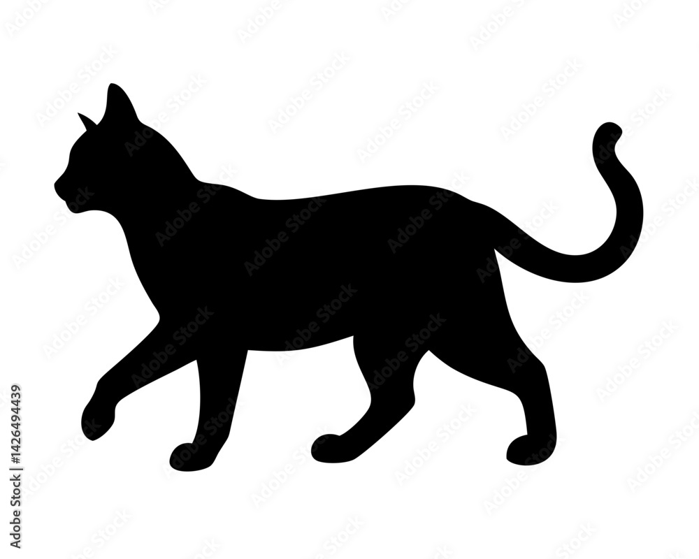 Fototapeta premium black cat silhouette on white background