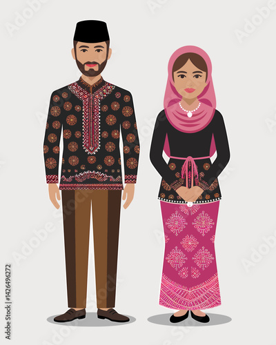 Elegant Muslim Couple in Traditional Attire: Celebrating Cultural Heritage