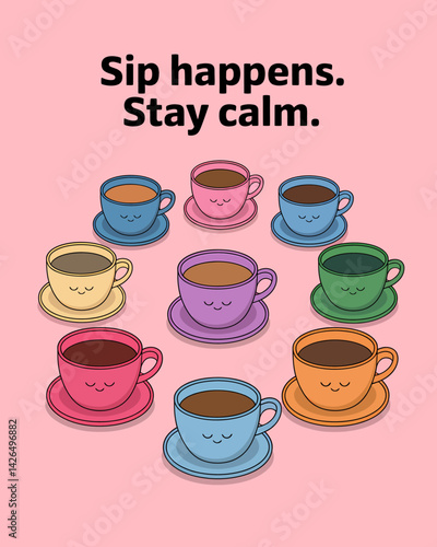 Colorful Coffee Cup Collection: Cute, Calming Cartoon Drink Illustrations