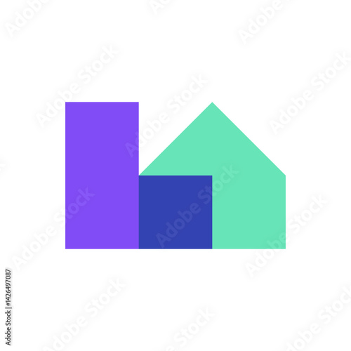 Letter L house overlapping color logo design
