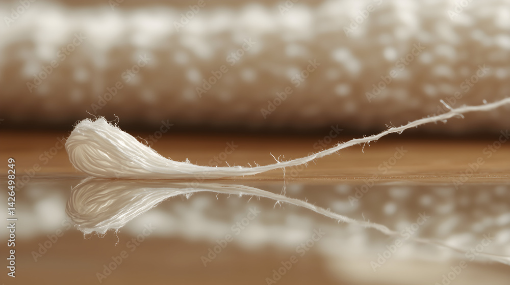 Used White Dental Floss on Reflective Surface